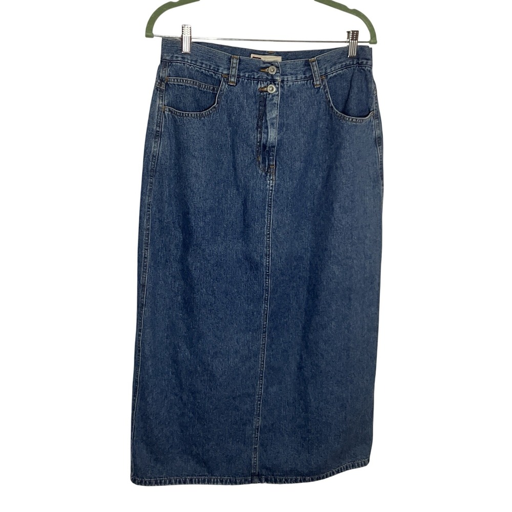 Y2K Faded Glory Denim Maxi Skirt Womens Blue Jean Modest Coastal Cowgirl